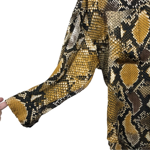 Zara Python Snake Print Button Up Tunic Blouse Top, Silky Lightweight, Pockets S - Picture 5 of 6